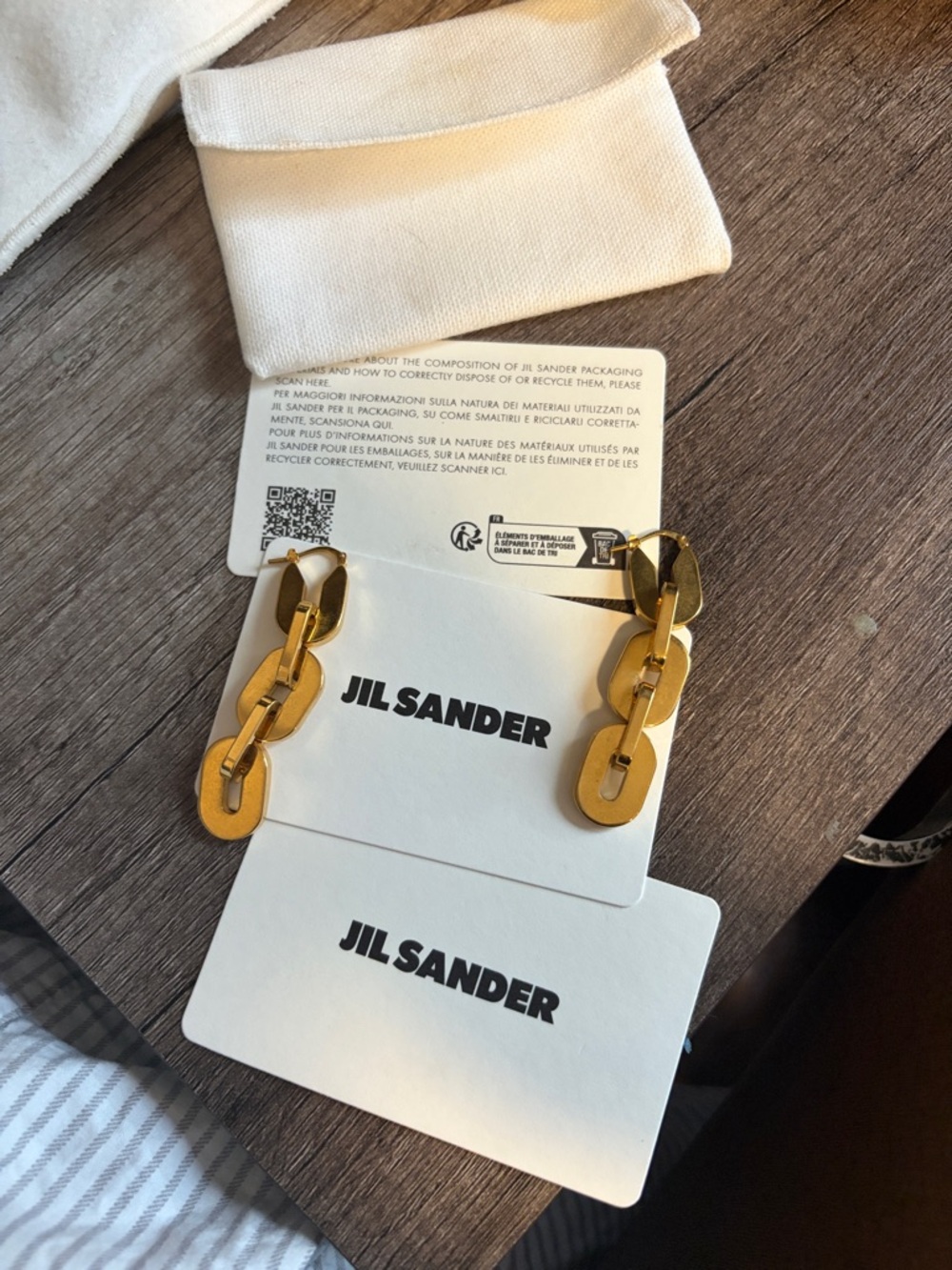 Jil Sander Polished Gold-Tone Link Drop Earrings